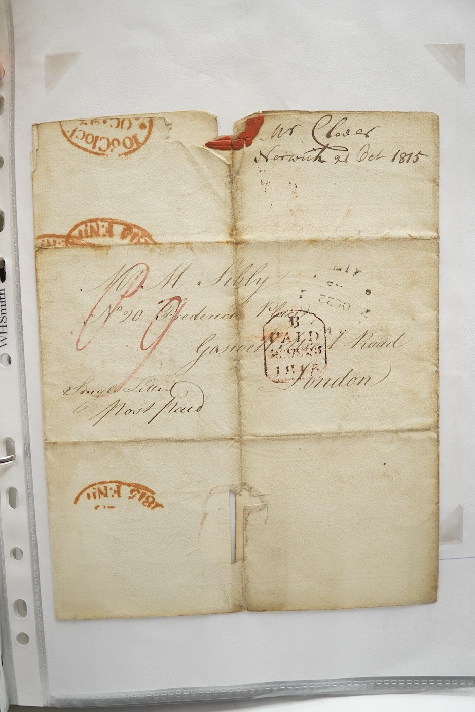 A collection of fifty early nineteenth century Georgian and Victorian franked postal covers, Victoria pre-paid ‘letter cards’ and post cards, railway Dividend Statement, Registered Letters, Fire Office statements, letter